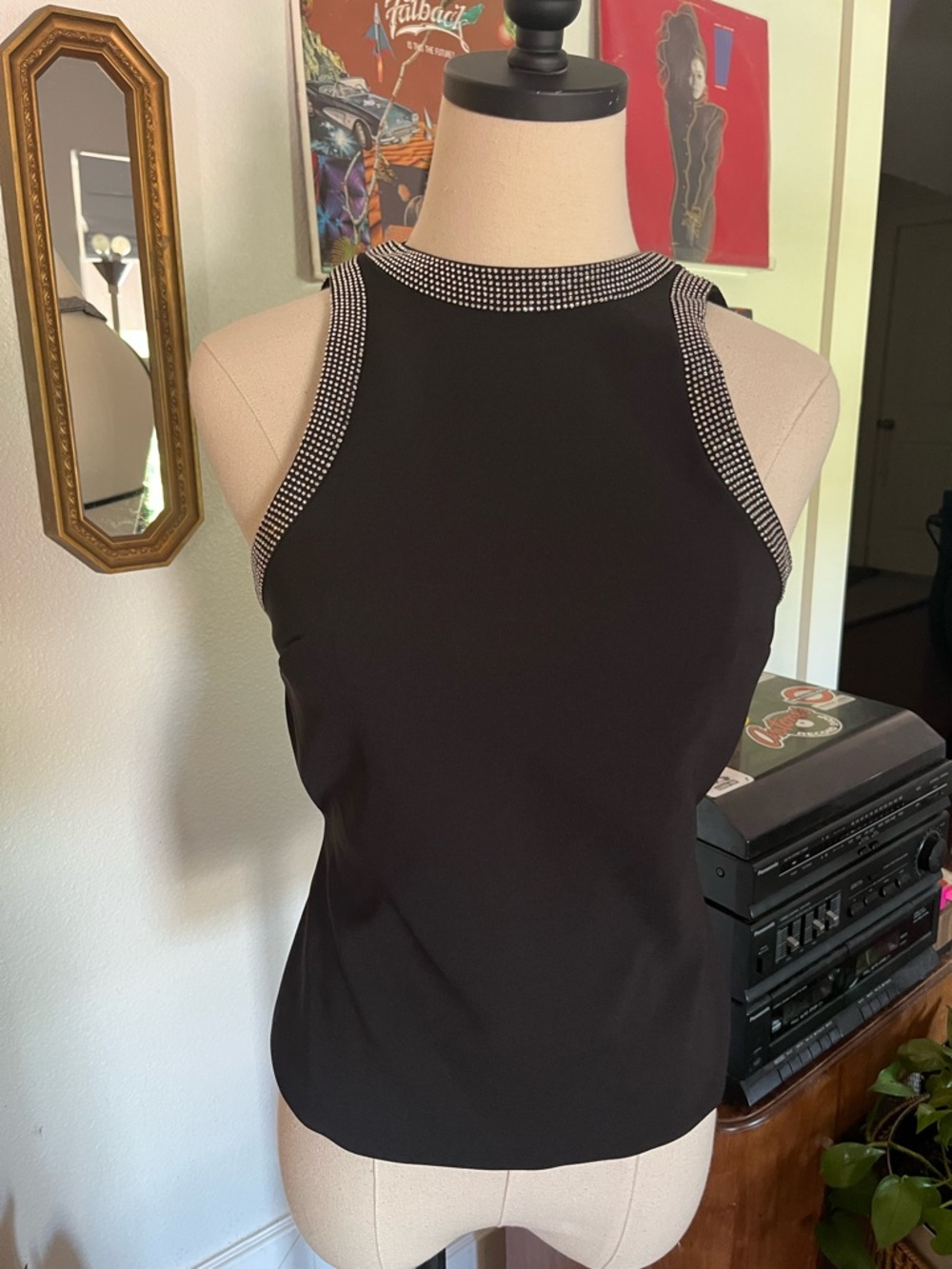 Backless Rhinestone Tank Top - Zara